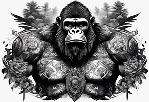 Warrior and gorilla tattoo idea