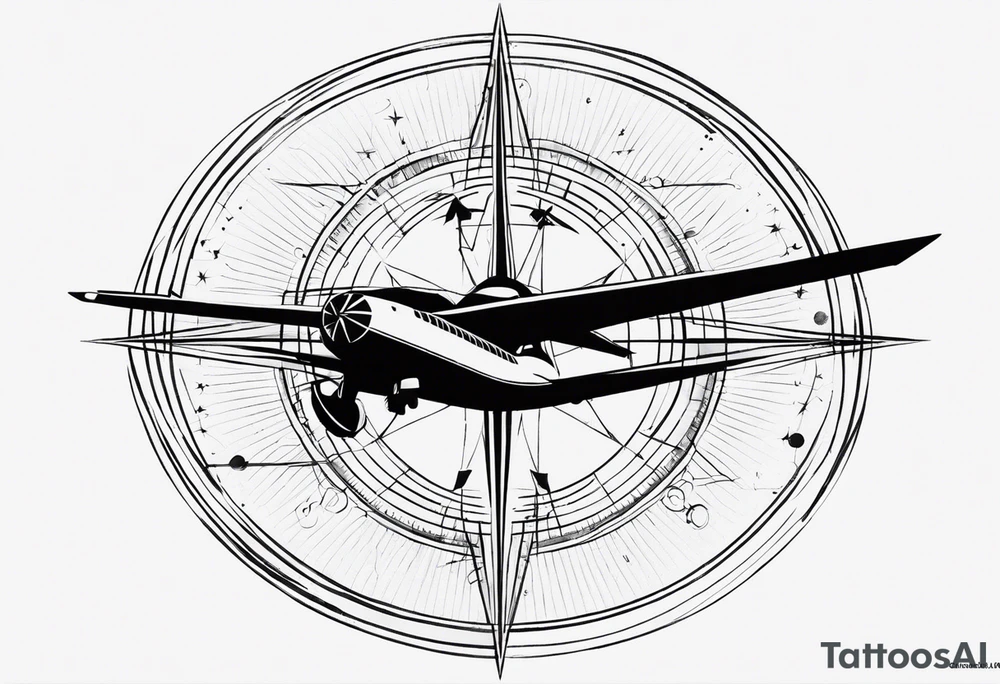 The topic should be travellig the world. The centre should be a minimal compass, maybe combined with the world. The background should be designed with thin lines. It is located at the upper back of a man tattoo idea