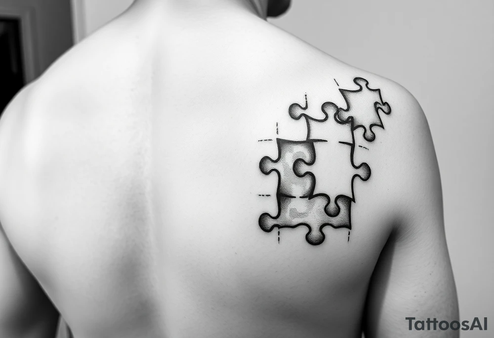 Left full arm sleeve with autism puzzle pieces tattoo idea