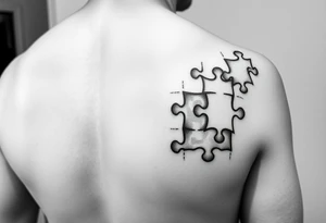 Left full arm sleeve with autism puzzle pieces tattoo idea