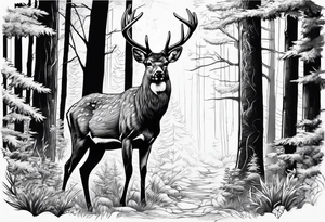 A deer that is in the woods tattoo idea