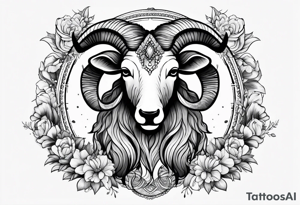 Aries zodiac with name Grace Elizabeth tattoo idea