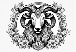 Aries zodiac with name Grace Elizabeth tattoo idea