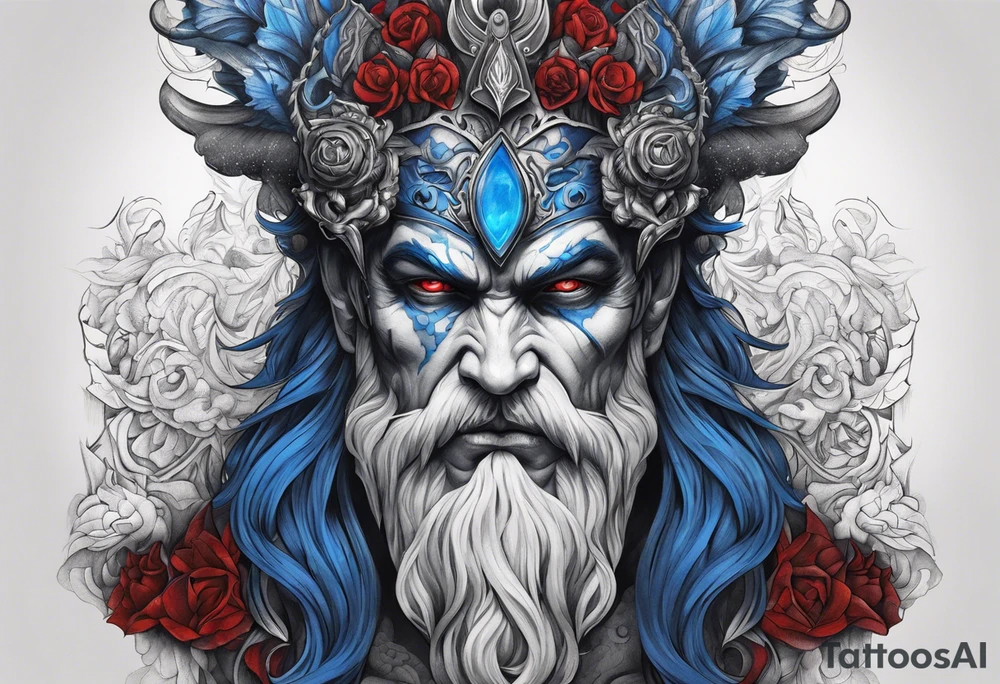 Hades with blue and red
shadowns tattoo idea