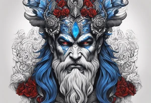 Hades with blue and red
shadowns tattoo idea