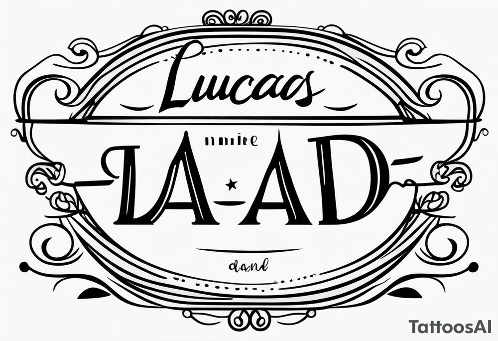 minimalist mini tattoo for couples (half mom and half dad), of our son's name "Lucas" tattoo idea