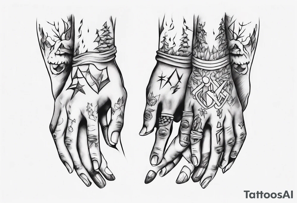 Really simple, only a few lines 
and clean tattoo of . two hands holding tattoo idea