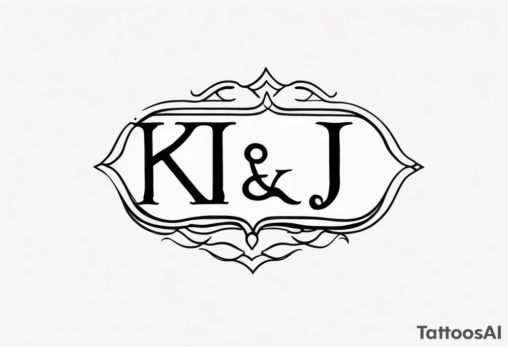 Stamp Tattoo with Initials K and J tattoo idea