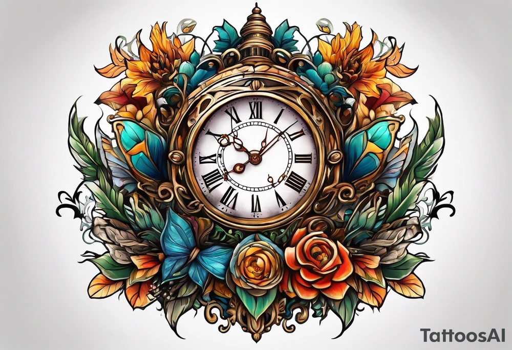 fantasy animal, clock tattoo idea