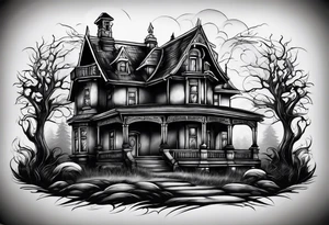 Creepy house spirit tattoo idea