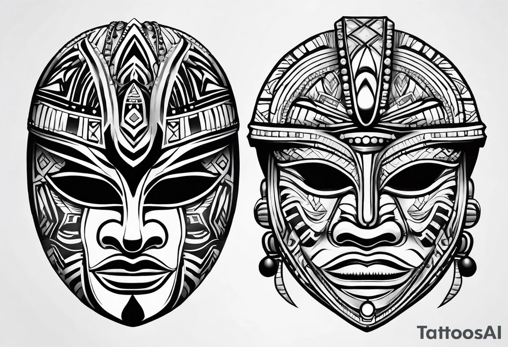 West African tribal mask simple tattoo idea