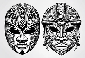 West African tribal mask simple tattoo idea