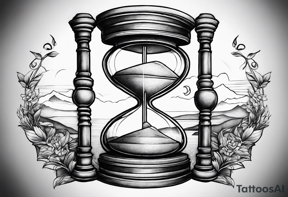 hourglass grandfather memorial sunset tattoo idea