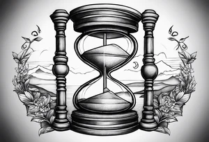 hourglass grandfather memorial sunset tattoo idea