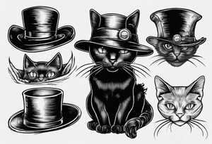 black cat with a hat tattoo idea