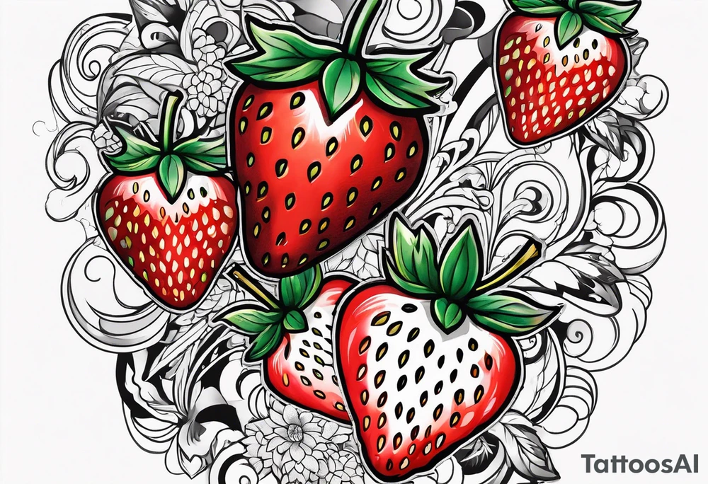 Individual Strawberry tattoo idea