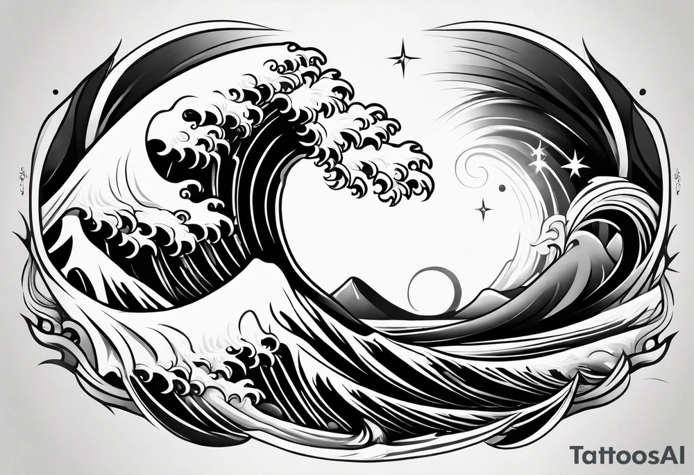 simple wave for outside forearm tattoo idea