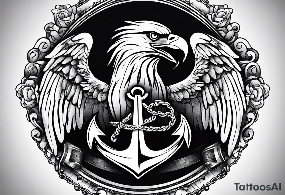 Eagle globe anchor praying hands dog tags tattoo idea