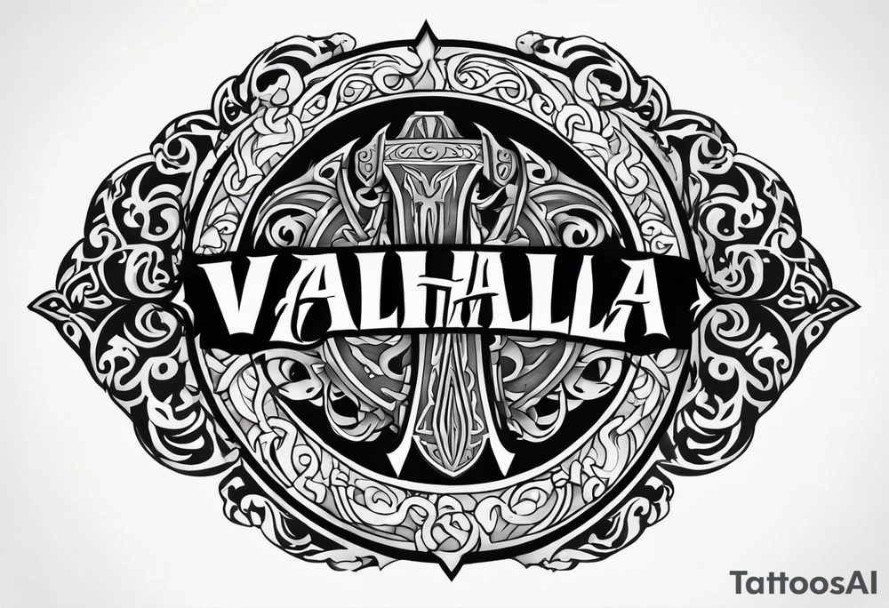 Valhalla round shield dark cloud axe tattoo idea