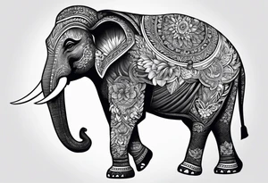 A Thai style design that is round and with an Asian elephant head facing forwards tattoo idea