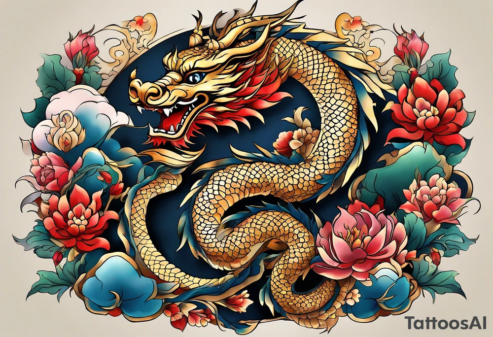 I want to the 12 Chinese zodiac animals in such a way that they give out the shape of the dragon.
It would start with a dragon and end with a snake. tattoo idea