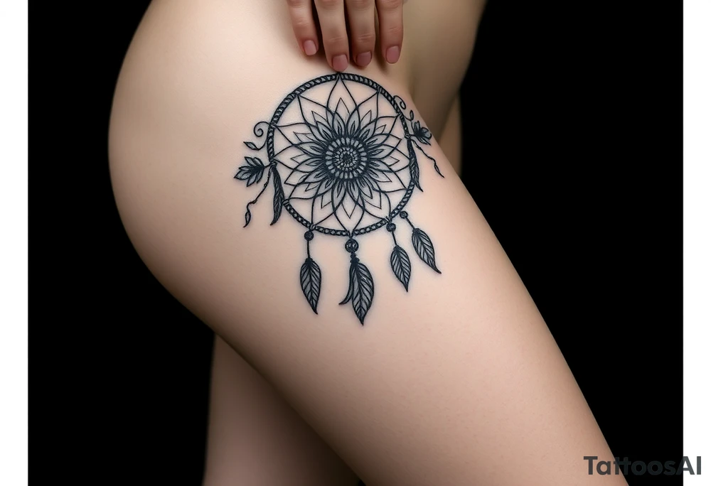 Flower dreamcatcher tattoo idea