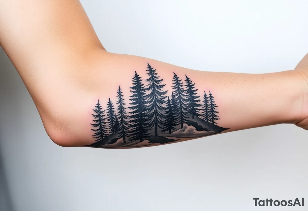 Coniferous forest forearm tattoo sleeve tattoo idea