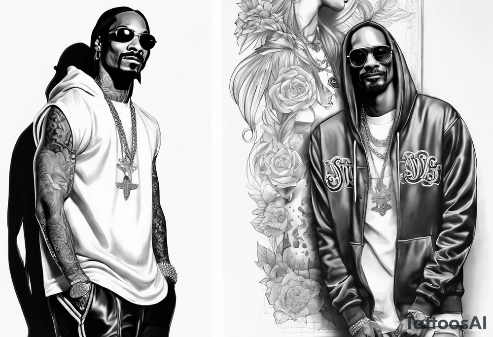 Marshall matthers and snoop dog full leg sleeve tattoo idea