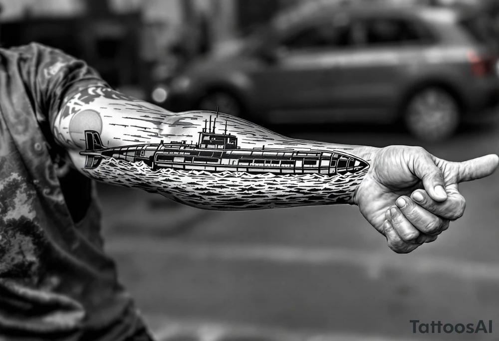 Ohio class submarine in a bottle tattoo idea
