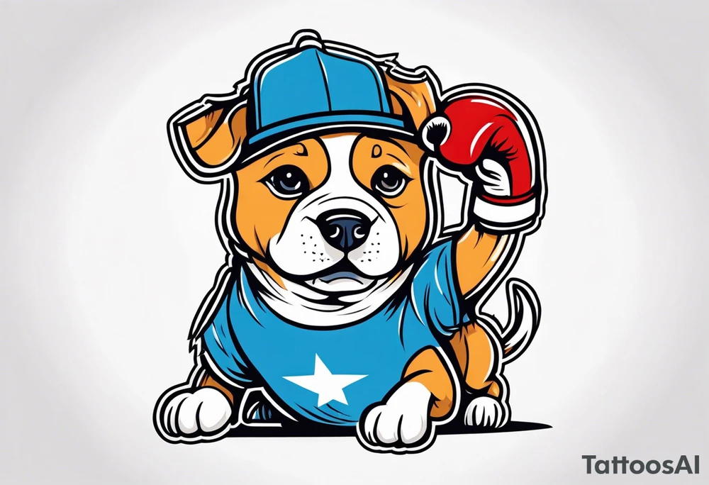 Cute Dog boxing coach tattoo idea