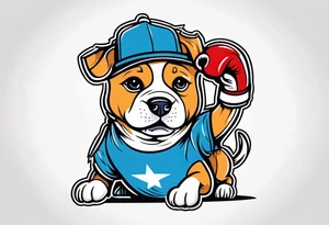 Cute Dog boxing coach tattoo idea