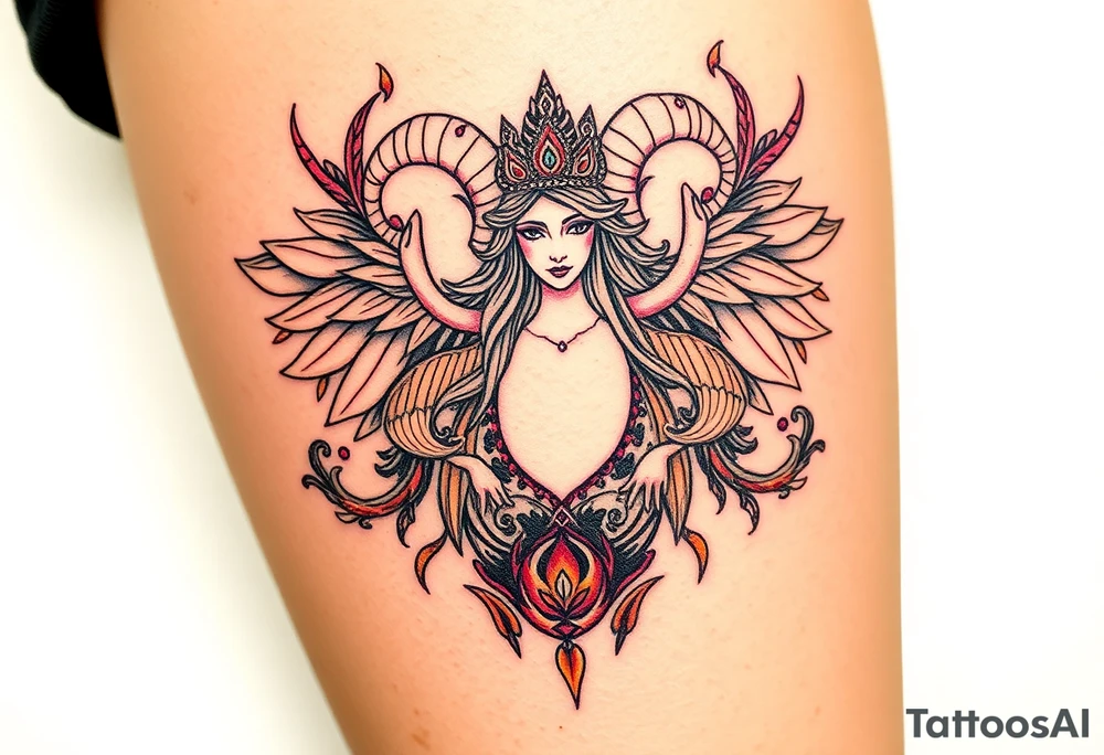 Aries goddess, chaos, fire, earthy, spiritual, tattoo idea