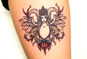 Aries goddess, chaos, fire, earthy, spiritual, tattoo idea