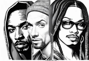 Eminem and snoop dog leg sleeve for female tattoo idea