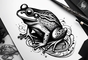 Frog riding rat, battle, illustrative tattoo idea