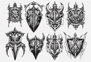 Medieval armor mechanical symmetrical tattoo idea