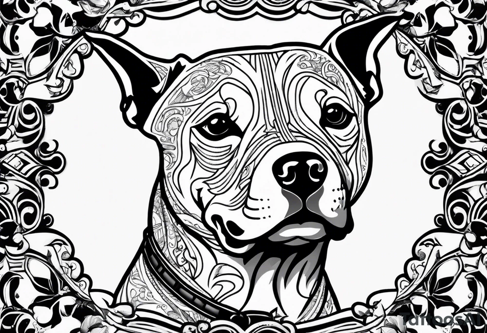 pattern rock and roll punk rock pitbull tattoo idea