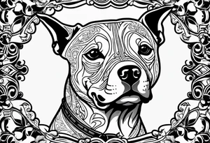 pattern rock and roll punk rock pitbull tattoo idea