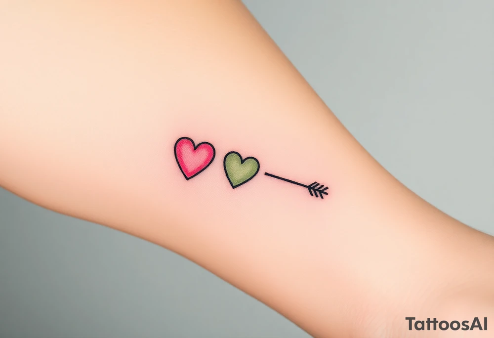 A dotted-line infinity with a heart at one end and an arrow at the other, symbolizing love’s journey, in a soft pastel gradient tattoo idea