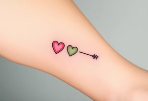 A dotted-line infinity with a heart at one end and an arrow at the other, symbolizing love’s journey, in a soft pastel gradient tattoo idea