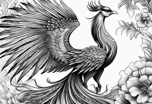 asian elegant long feathered phoenix
with a long neck, with short wings tattoo idea