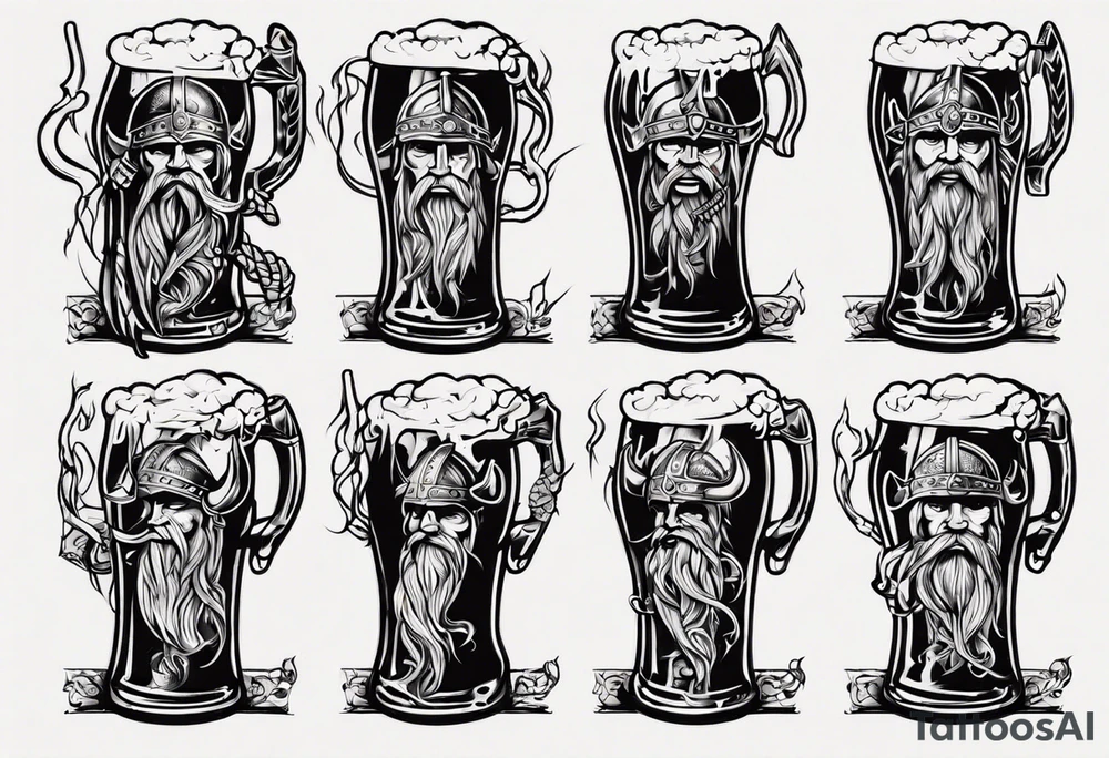 viking drinking beer tattoo idea