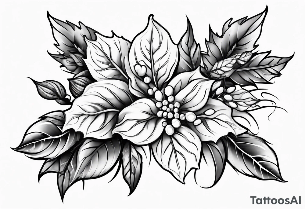 Holly berry birt flower tattoo idea