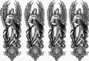 forearm sleeve of michael the archangel tattoo idea