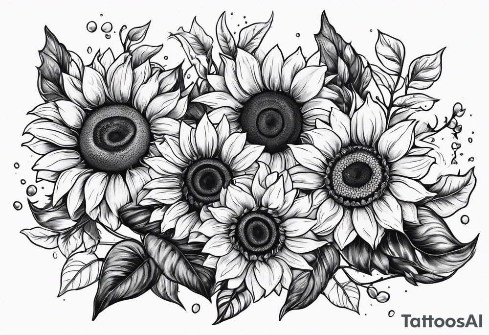 stamp  and sunflowers inside tattoo idea