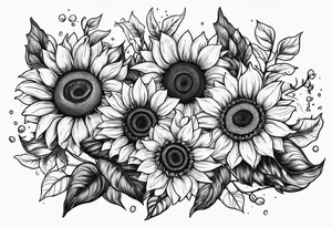 stamp  and sunflowers inside tattoo idea