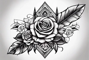 five Indian arrows going through a one rose for a forearm tattoo idea