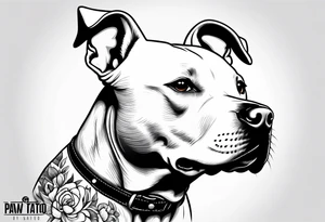 white pitbull pointed ears, paw tattoo idea