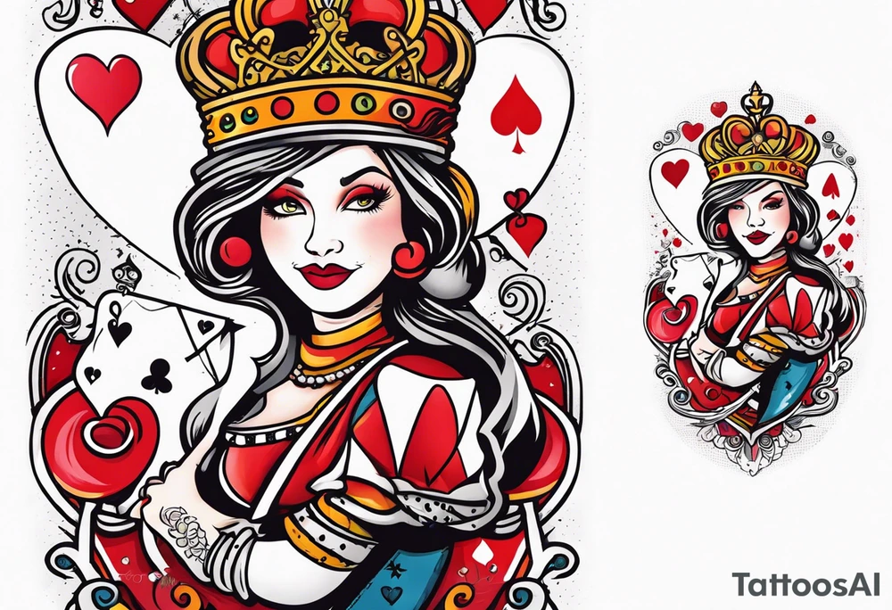 queen of hearts -on forearm - with text saying "queen starleen" tattoo idea