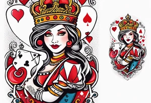 queen of hearts -on forearm - with text saying "queen starleen" tattoo idea